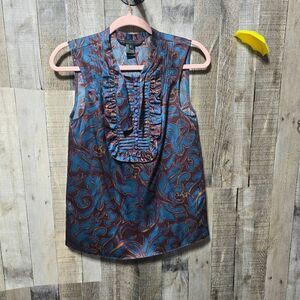 Marc by Marc Jacobs Silk Sleeveless Blouse Size 2 Purple Turquoise